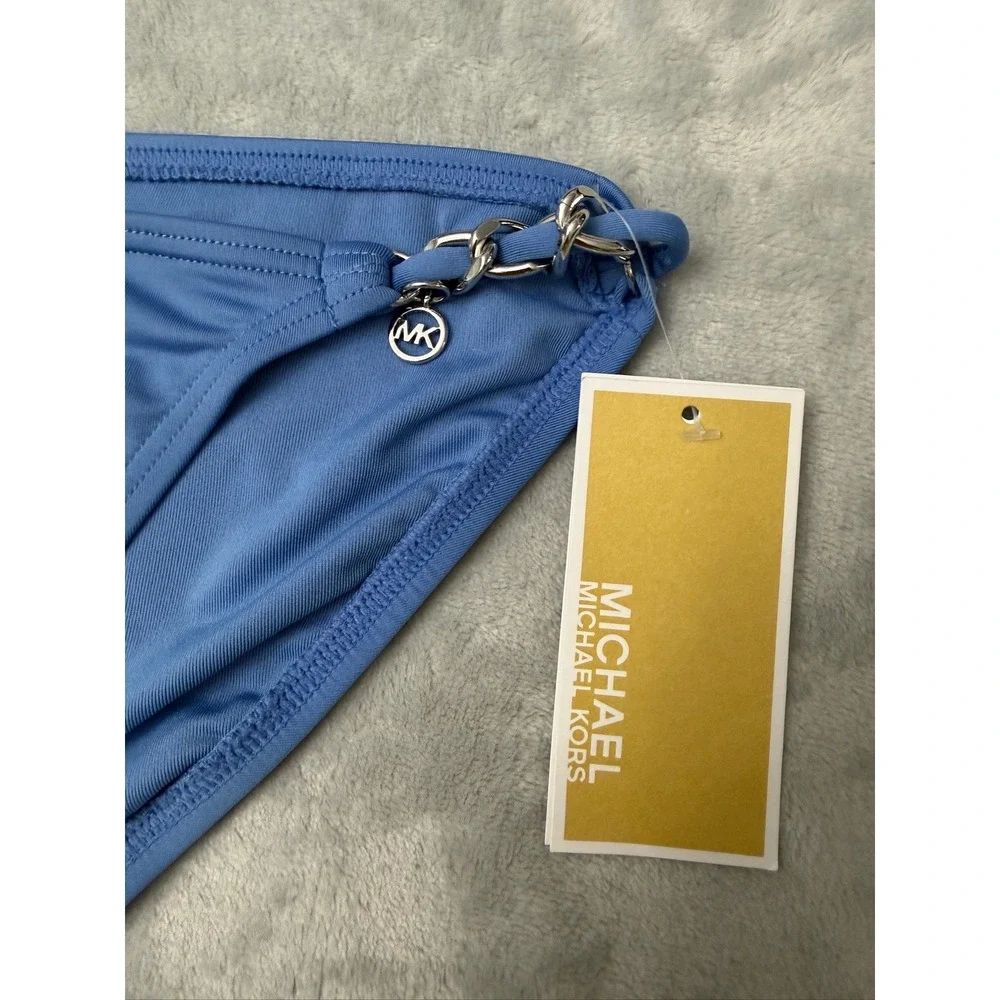 Michael Michael Kors chain-link Bikini Bottom Blue Detail $70 NEW